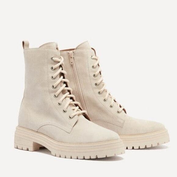 BA&SH Comy Combat Ankle-Boots Off White - 38/7.5